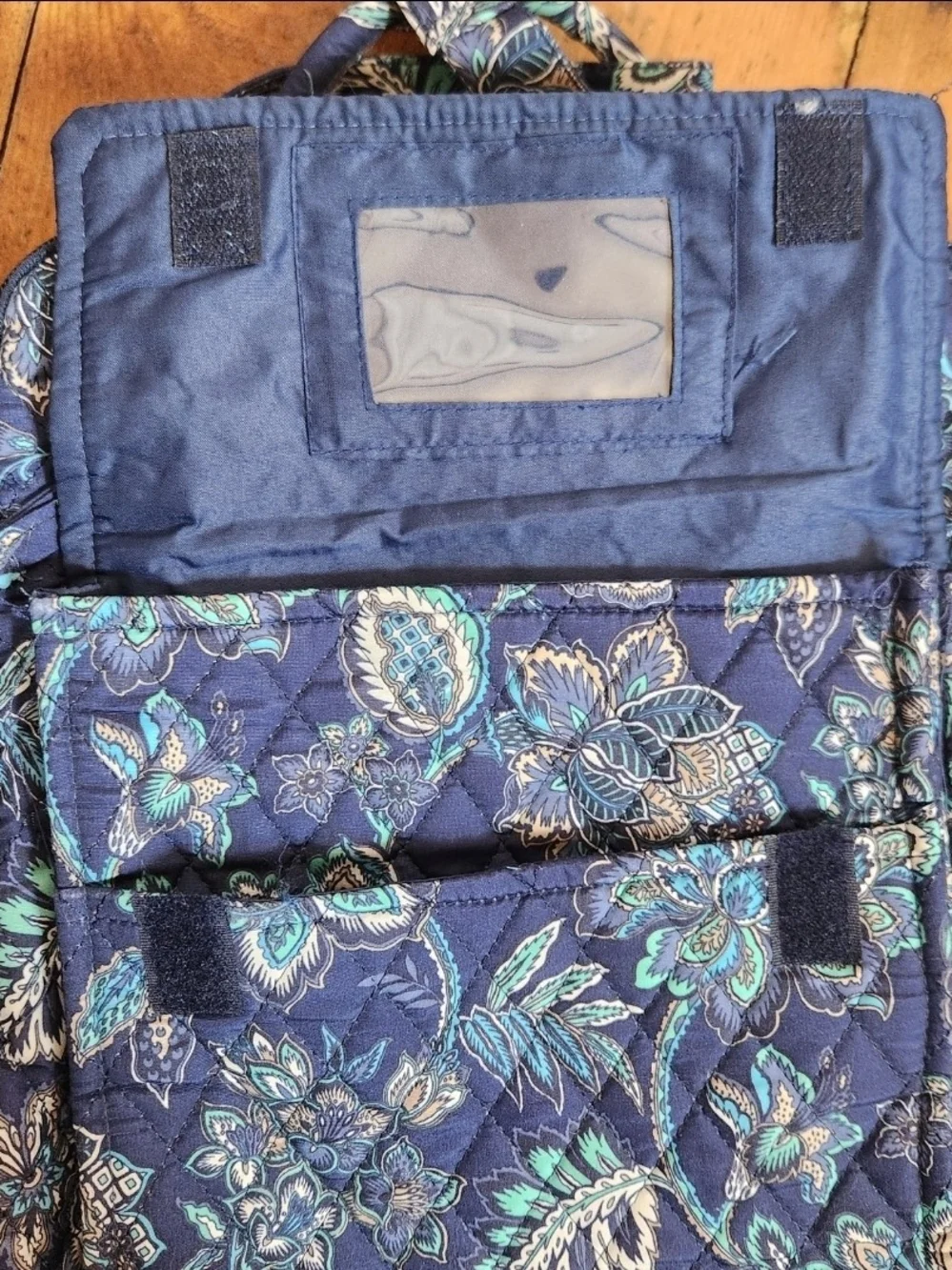 Waverly Navy Blue Floral Paisley Quilted Backpack